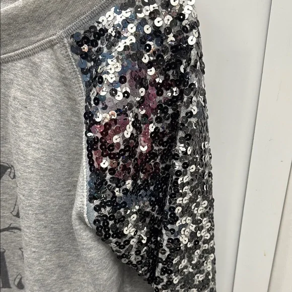 Gray Sequin Sleeve Sweatshirt